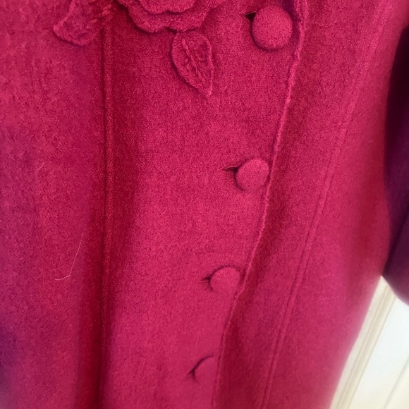 Monterey Bay Boiled Wool Coat with Appliqué Floral Details Large - Picture 4 of 7